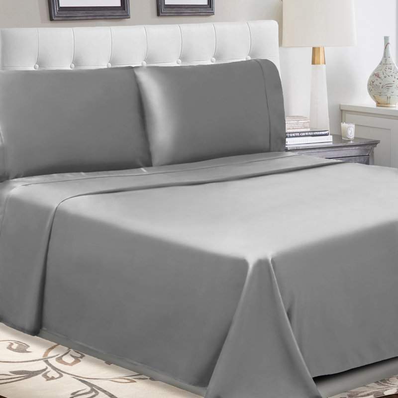 Percale Cotton Woven 300 Thread Count Sheet Set, Twin XL Sheet 3pc Set, Smoked Pearl