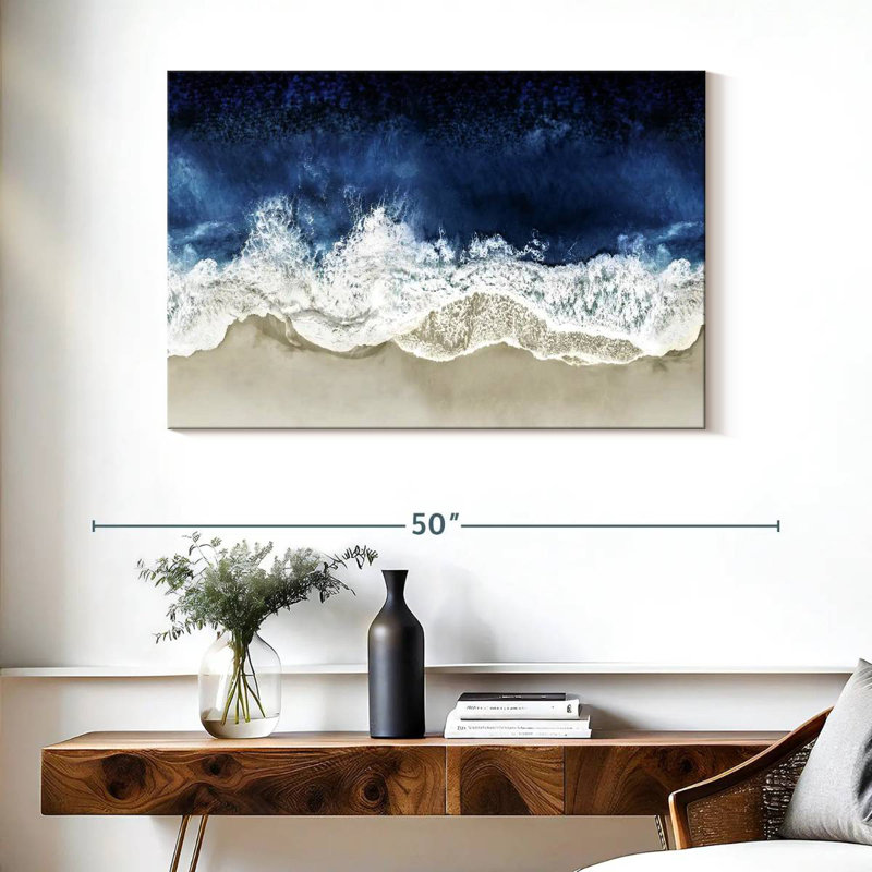 Indigo Waves From Above II, H 26 po x l 39 po