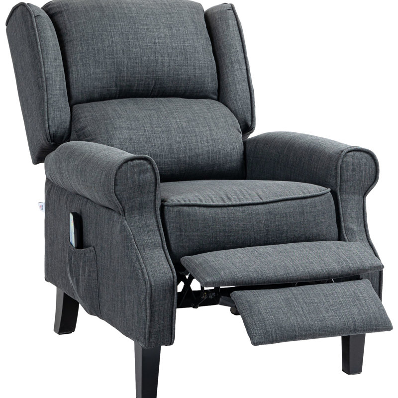 Fauteuil inclinable gris anthracite - Poche latérale chauffante, inclinable et chauffante en lin respirant