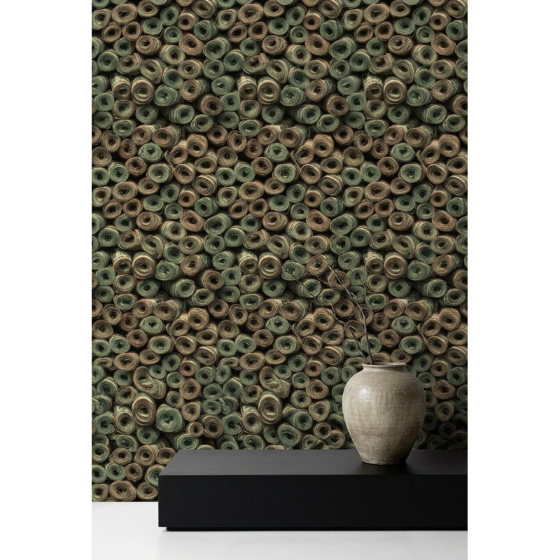Papier peint à motif de billets de banque roulés, vert foncé, décoration murale, Peel and Stick