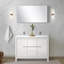 Meuble-lavabo double bleu marine 48 po X P 20 po D, dessus en quartz blanc et robinet en métal-117978833-117978835