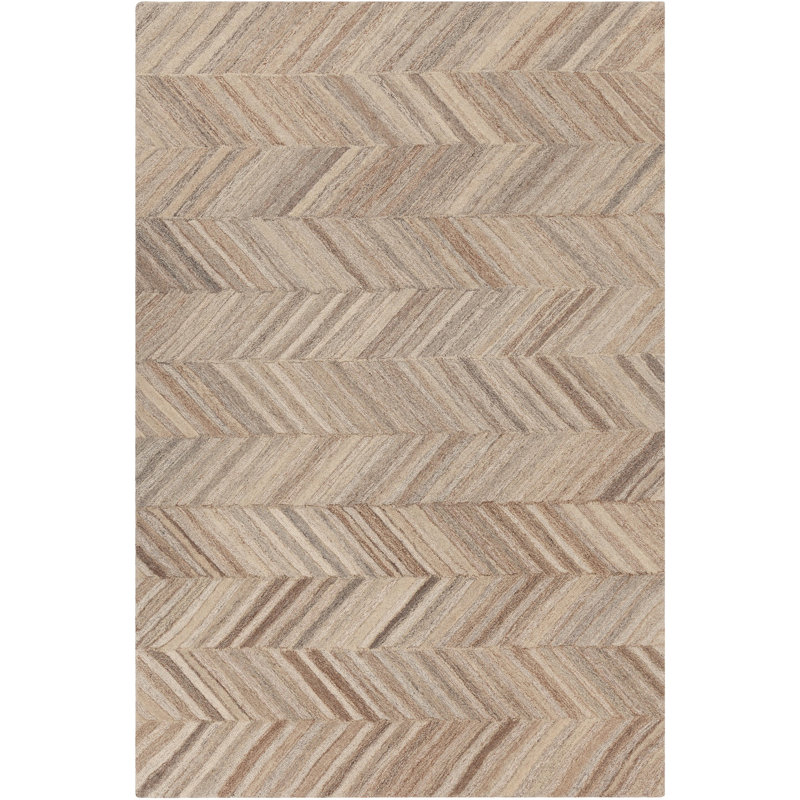 Tapis brun en laine touffeté à la main Chynia, Rectangle 5 pi x 7 pi 6 po