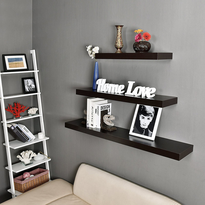 Bovina Floating Shelf, Espresso, 2" H x 24" W x 9.25" D