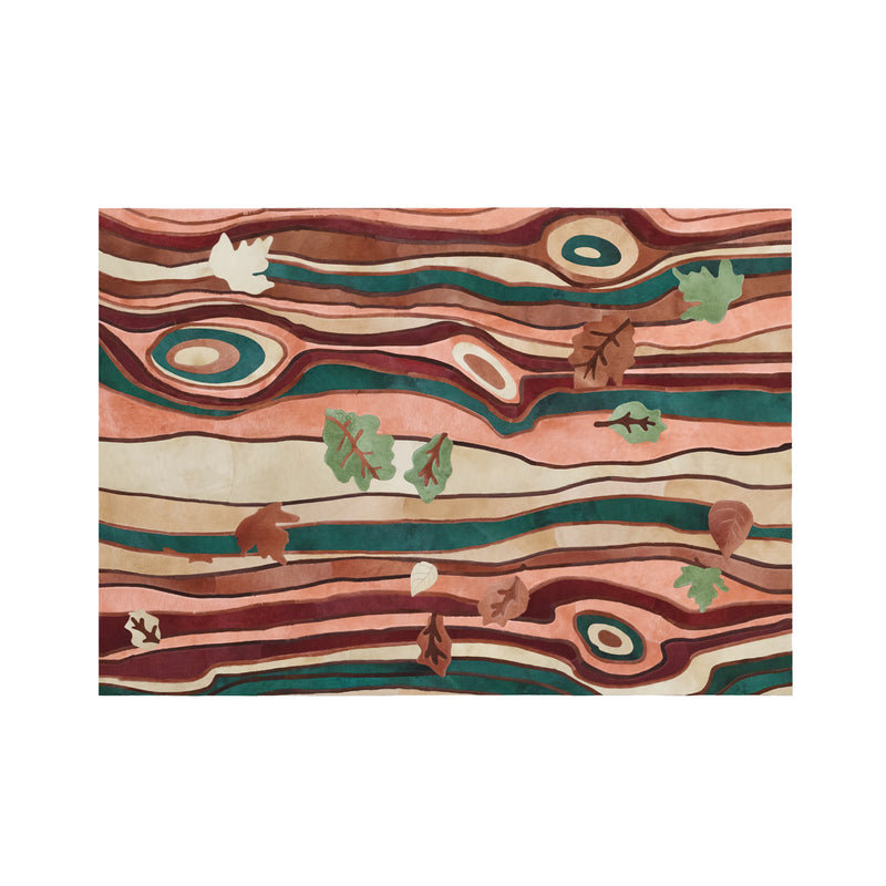 Dans Le Bois Cowhide Floral Area Rug in Brown/Green/Beige, Rectangle 5' x 8'