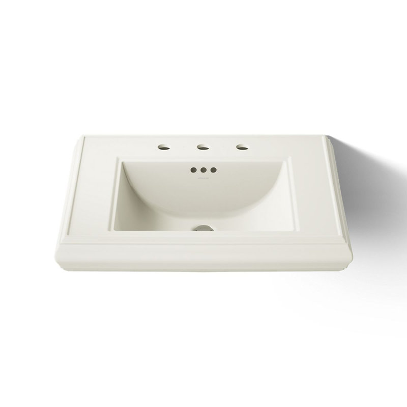 Memoirs Rectangular Pedestal Bathroom Sink with Overflow, Biscuit, 8'' Centers