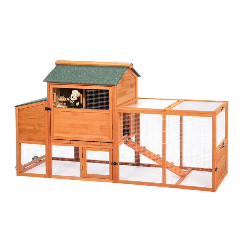 Poulailler orange multifonctionnel comprenant un assemblage d'outils, une rampe coulissante et un filet ventilé pour la volaille extérieure Poulet innovant avec une construction Smart Planète, deux points d'entrée, une maniabilité à 360 °