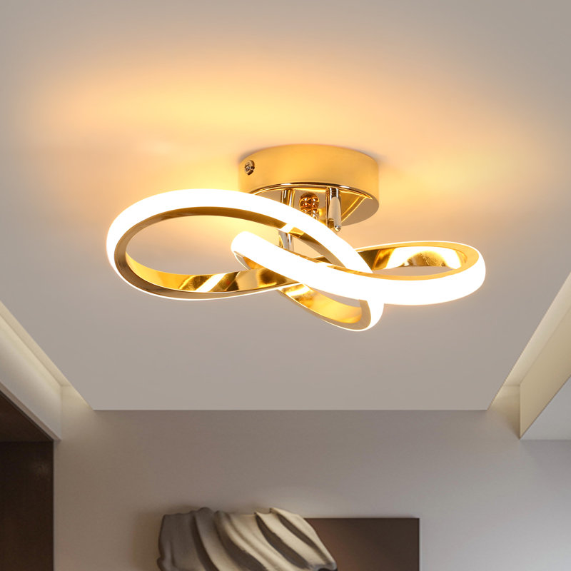 Golden 2-Light Clover Flush Mount