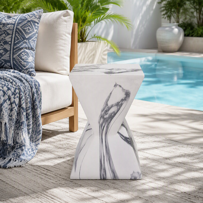 Table d'appoint moderne en béton pour l'extérieur, Marbre