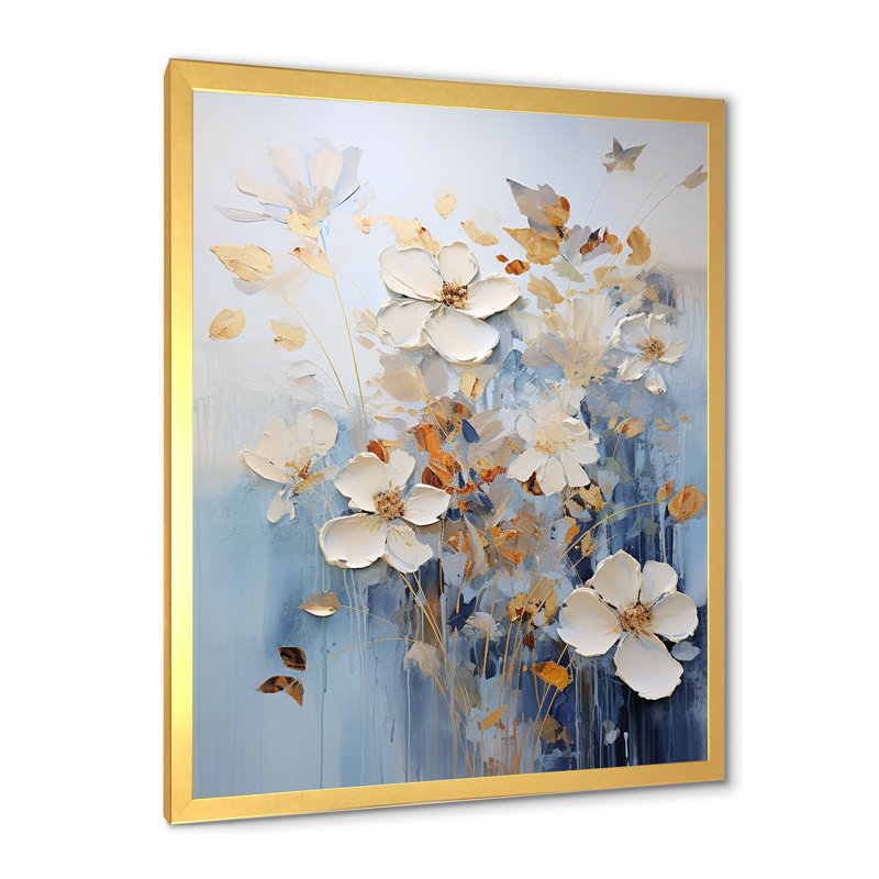 Minimalisme, fleurs saisonnières sur toile, H 40 po x l 30 po x P 1,5 po, Cadre doré simple