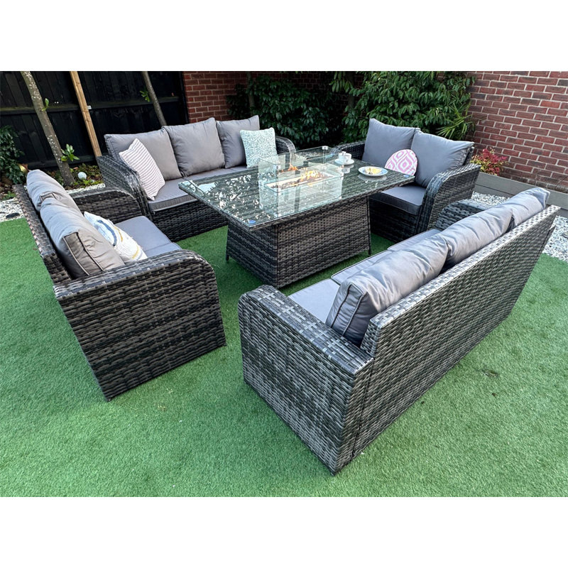 Lotus 10 Seater Fire Pit Dining Table Set