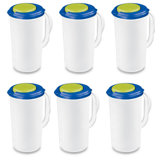 Sterilite 2 Quart, 64Oz Clear Plastic Flip Top Drink Pitcher With Lid (6 Pack)