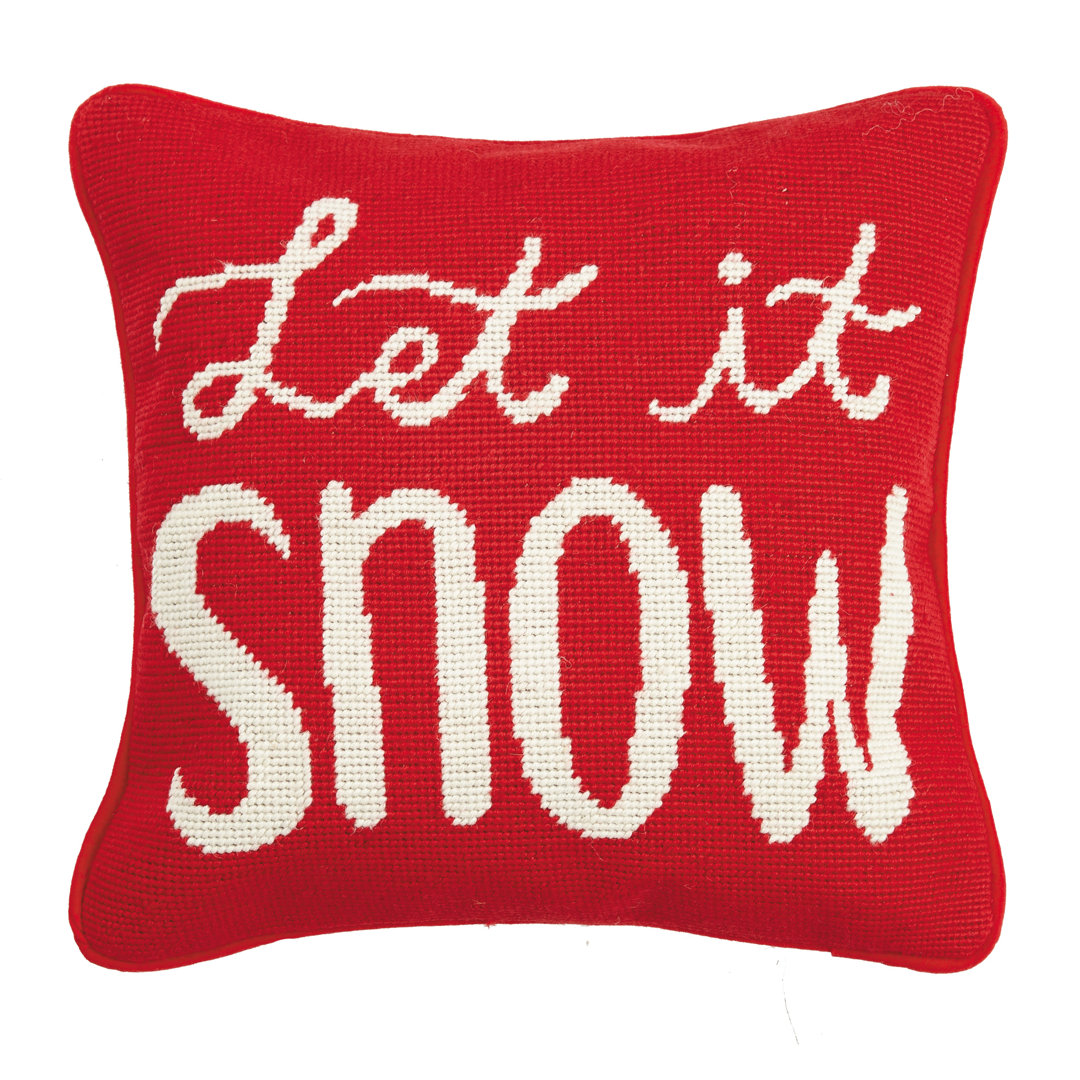 Let it Snow Needlepoint Holiday Throw Pillow - 12" Square Mistletoe and Co.
