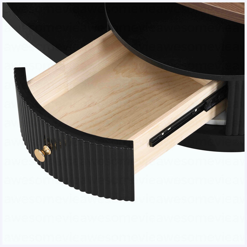 Ensemble de 2 tables gigognes Luxury, Brun antique, Bois, Noir