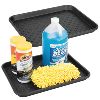 iDesign Plastic Under Sink Mat Tray - 2 Pack, 17" x 13" x 2", Black