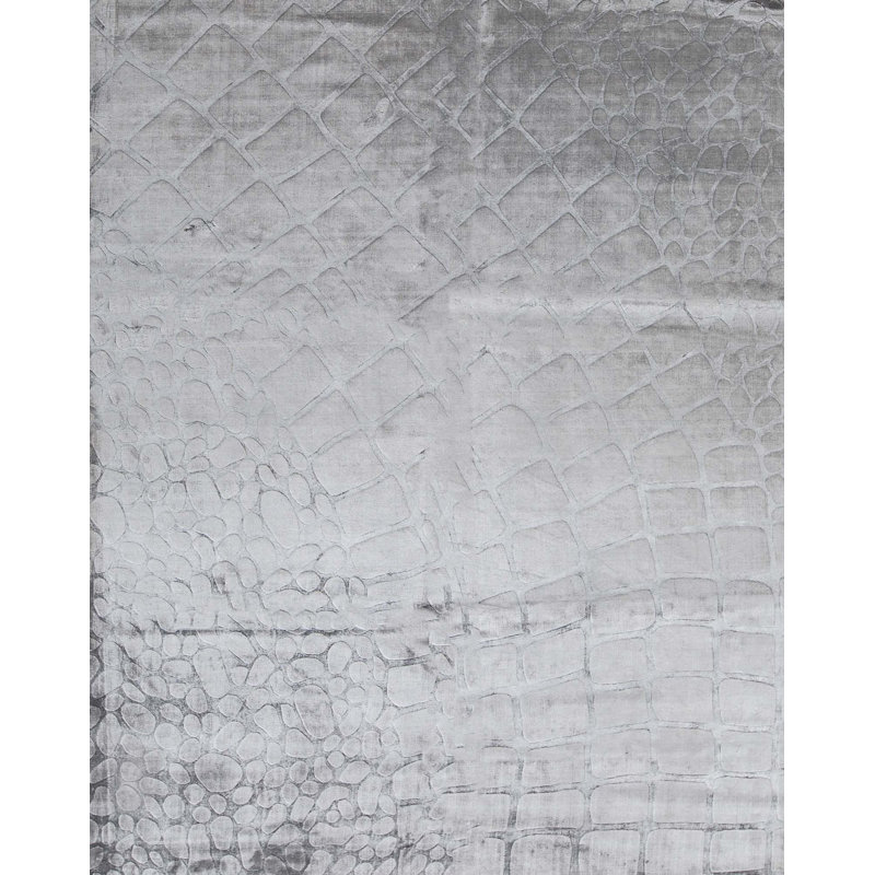 Tapis gris de haute qualité noué à la main