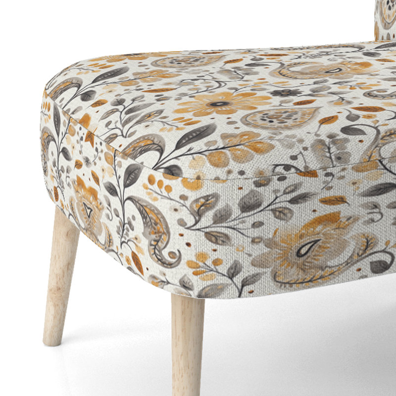 Chaise d'appoint Country Farmhouse - Chaise d'appoint brun neutre à motif cachemire Bloom, Chaise d'appoint sans accoudoirs