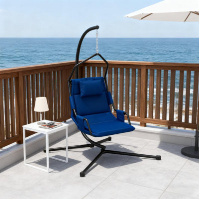 Outdoor/Indoor Swing Chair With Stand,Blue