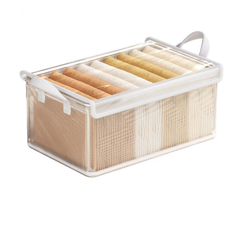 Foldable Clothes Storage Bin With Clear Lid  Waterproof Fabric Organizer Box With Handles  Stackable Storage Container