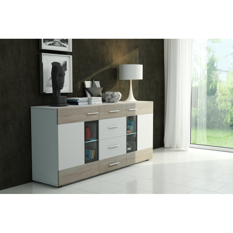Andersonburg 169cm W 4 - Drawer Chest of Drawers, Sonoma oak/White