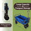 Chariot pliable avec poignée télescopique Pure Garden - Chariot pliant robuste à roulettes pour le camping, le jardin, la plage et le magasinage (bleu)