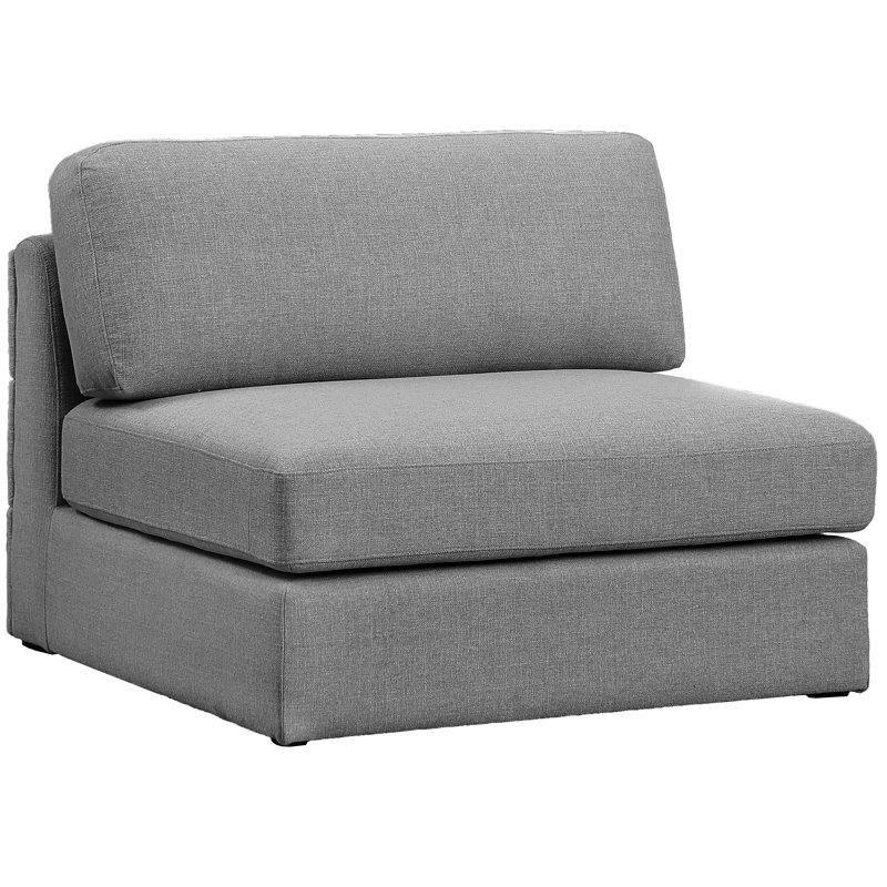Sans accoudoirs modulaire en lin texturé l 38 po Itoro, Tissu gris texturé en lin