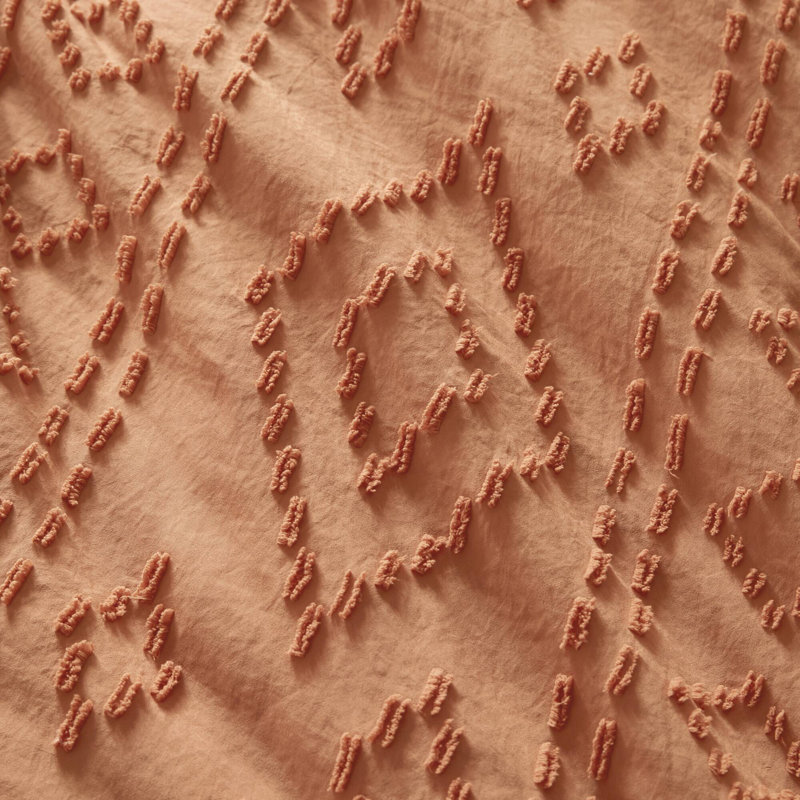 Gigi Clipped Jacquard Tufted Comforter Set, Terracotta, King Comforter + 2 Standard Shams