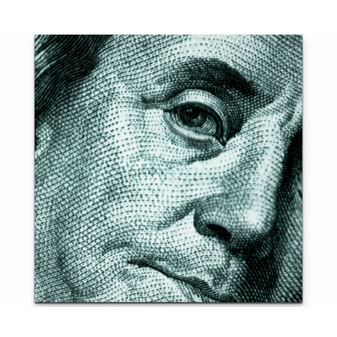 Leinwandbild Benjamin Franklin auf einem 100 Dollar Schein – Nahaufnahme