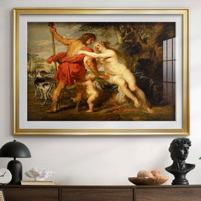 Venus and Adonis-Peter Paul Rubens-Framed Print with Mat and glass-c. 1635