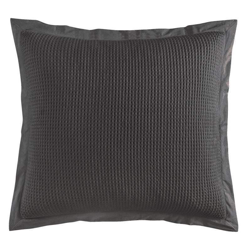 Stonewashed Cotton Waffle Weave Classic Chic Casual Euro Sham 27x27 inch, Slate