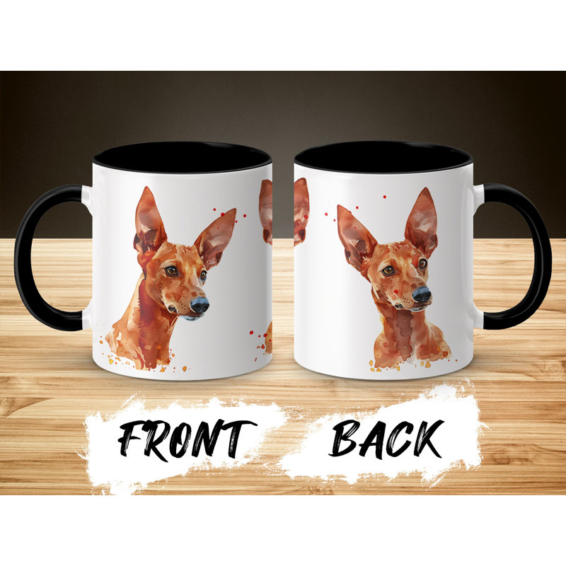 Basenji Dog Watercolor Artistic 11oz Coffee Mug, Black, 2