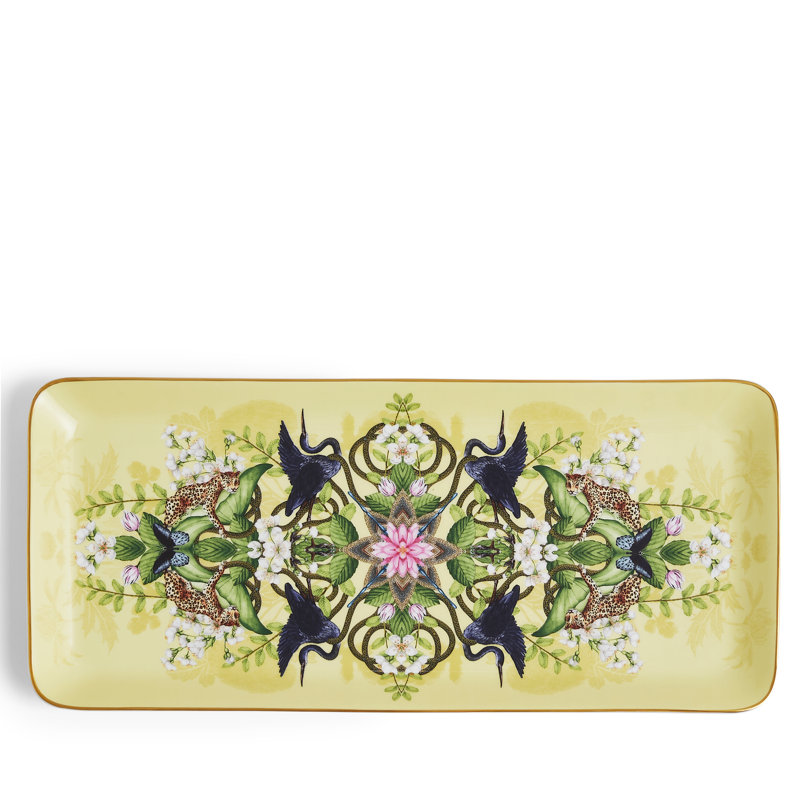Colorful Floral and Animal Print Bone China Tray