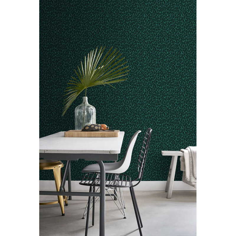 Rouleau de papier peint L 33 pi x l 20,5 po Macy Leopard, Vert