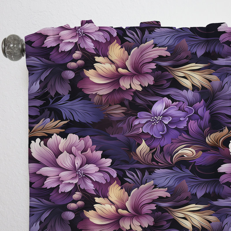 Mystic Purple Damask Whispers II - Damask Curtain - Velvet Room Darkening - 1 Panel, 52" W x 90" L