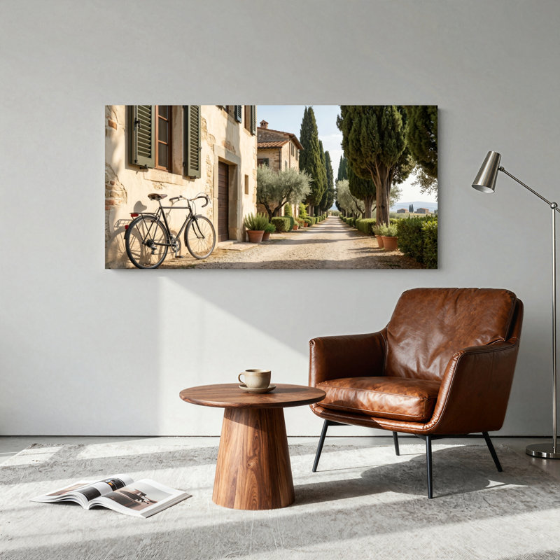Ensemble de 1 tableau sur toile représentant une villa toscane, 32“W x 16”H, Wrapped Canvas