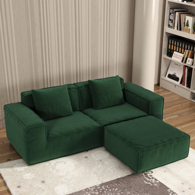 Lit convertible modulaire à 3 places en velours côtelé velours côtelé, support en éponge, assise profonde, surélevé, idéal pour se détendre à la maison en velours doux, configuration flexible, éponge haute densité, large,