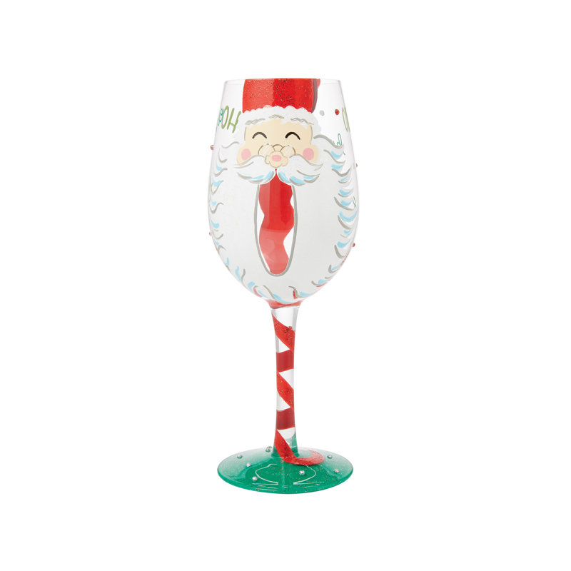 Verre à vin peint à la main 9 po Lolita Jolly 'Ol St. Nick