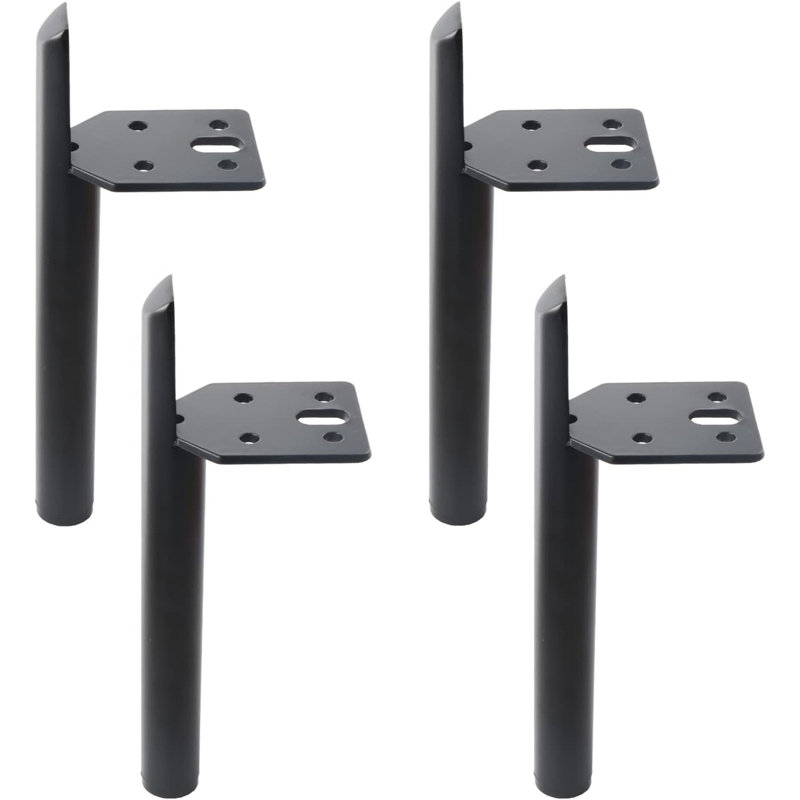 Pieds de meubles en métal robustes pour remplacement de table basse d'armoire de canapé, conception latérale avec protecteurs de plancher, trousse d'installation de bricolage incluse