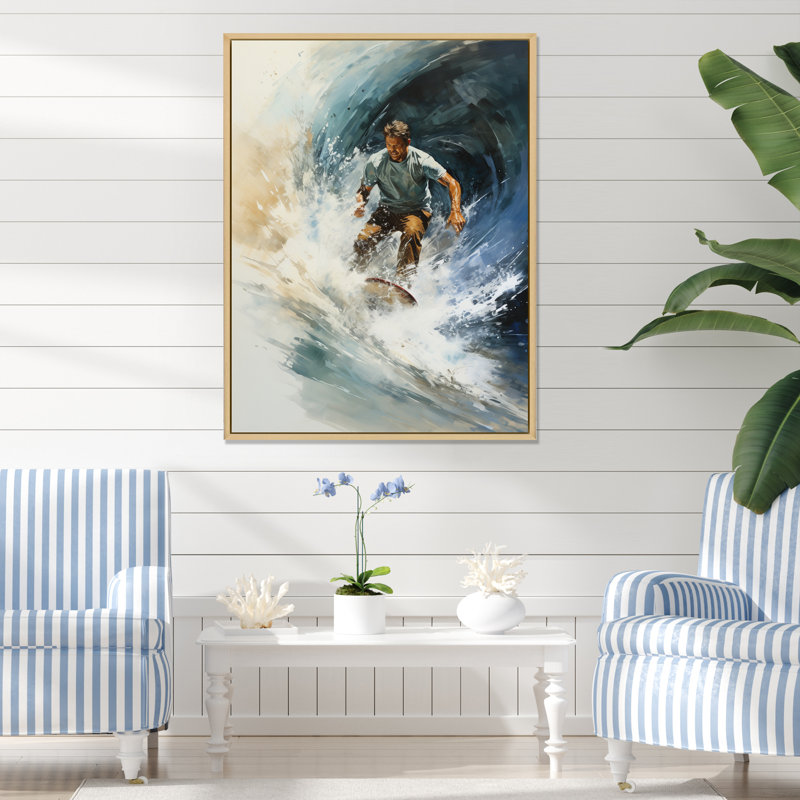 Beach Photo Surfers Paradise I - impression, H 32 po x l 16 po x P 1 po, Cadre naturel flottant