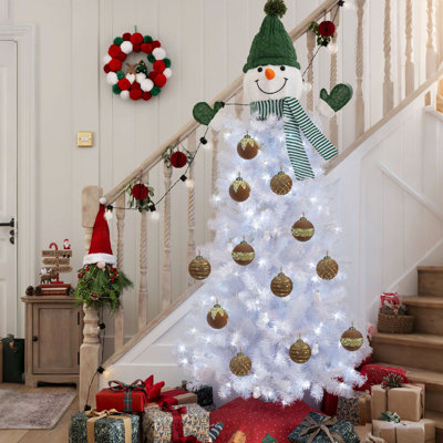 Boules de Noël en velours floqué de 8 cm, à suspendre, en plastique pailleté, ensemble de neuf décorations pour sapin de Noël