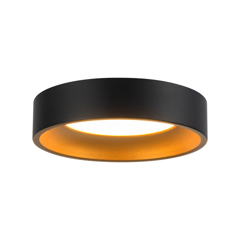 Nix 5-in Black dimmable LED Flush Mount, Matte Black/Gold