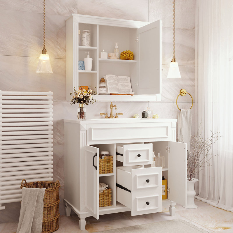 Rangement pour salle de bain Tameisha, Blanc