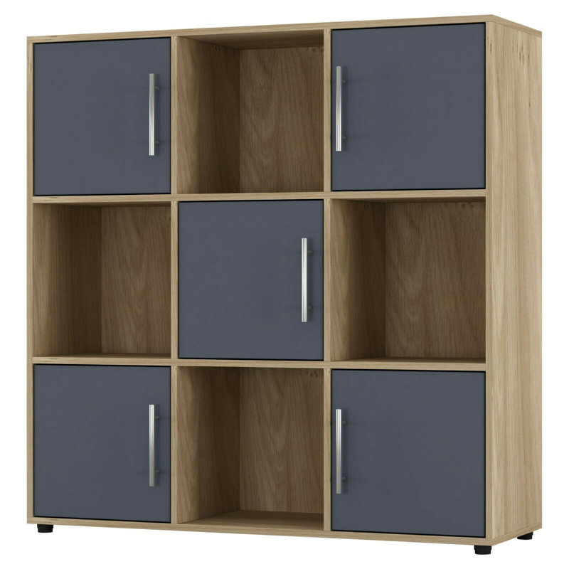 Berntraud 90.5 cm H x 89 cm W Cube Bookcase, Oak/Grey