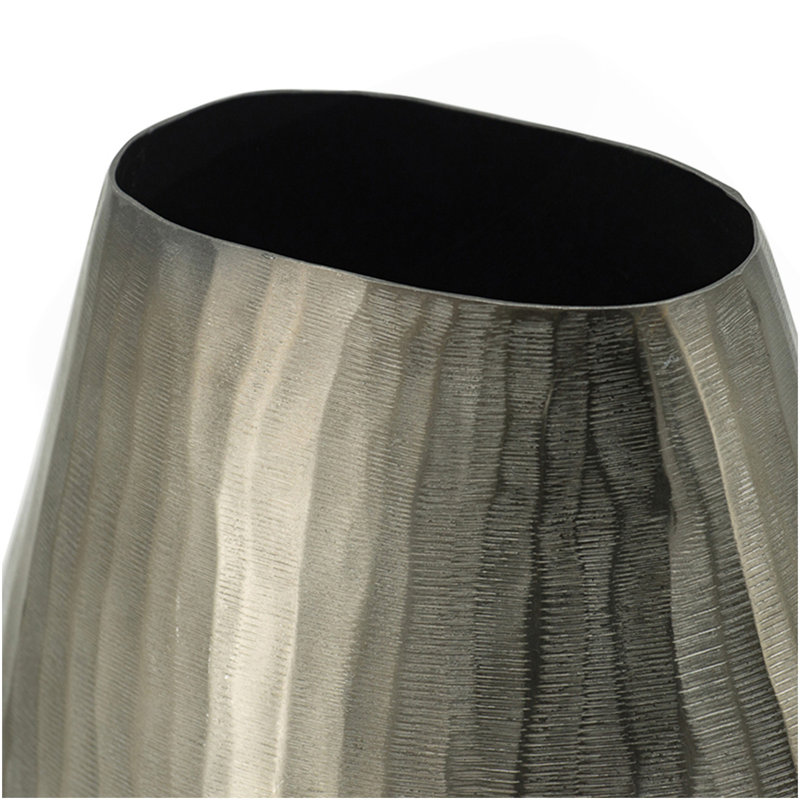 9.5x5.5x12" Aluminum Layered Chisel Oval Vase