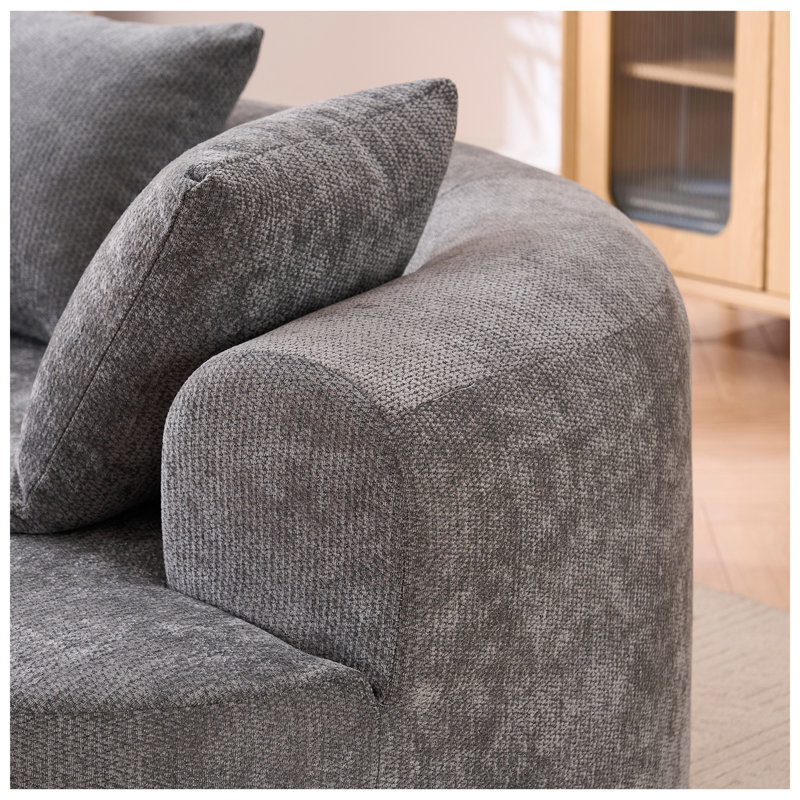 Canapé à dossier bas en tissu chenille l 66,93 po x P 40,35 po x 24,41 po CozyLiv, 24.41" H x 66.93" W x 40.35" D, Grey