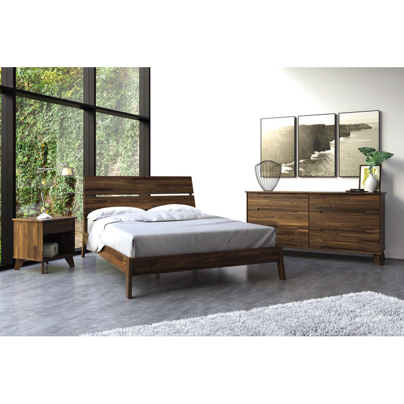Linn Solid Wood Platform Bed, Natural Walnut, Twin