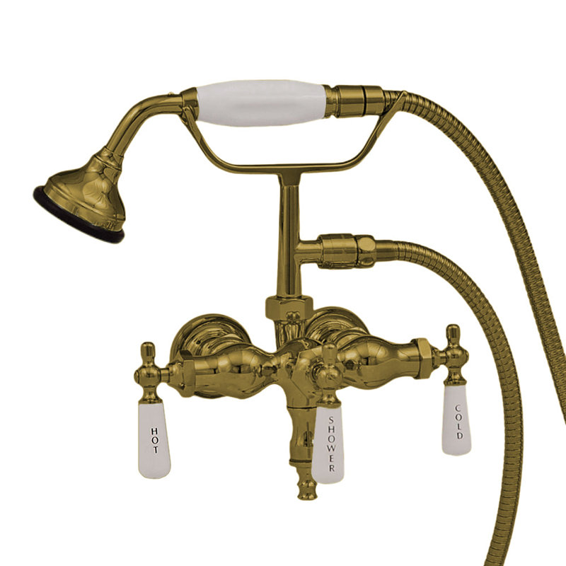 Tub Mount Faucet with Handheld Shower by Strom Living, Supercoat Brass