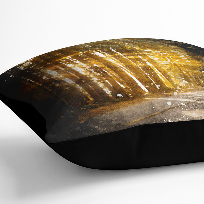 Sunlight Through the Forest Cushion with Filling, Black, 40cm H x 40cm W x 15cm D