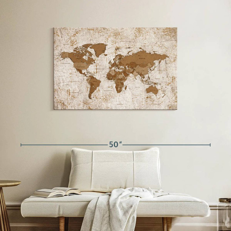 Keiri Aged World Map XIV, 26" H x 39" W
