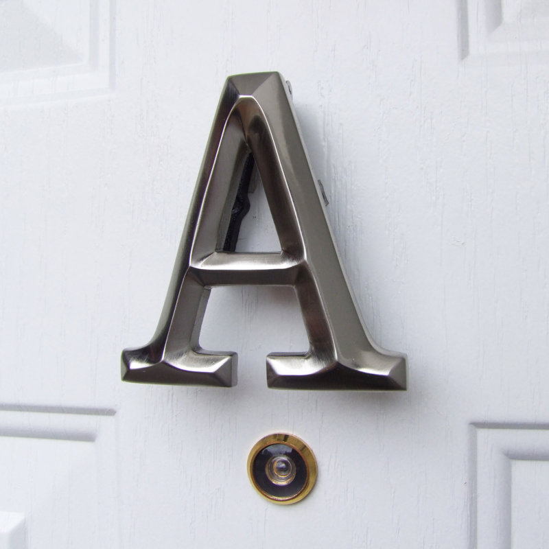 Heurtoir de porte lettre monogramme, A, Nickel