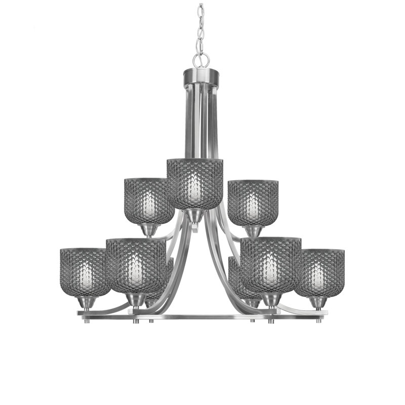 Lustre 9 lumières Paramount, Nickel brossé, Noir